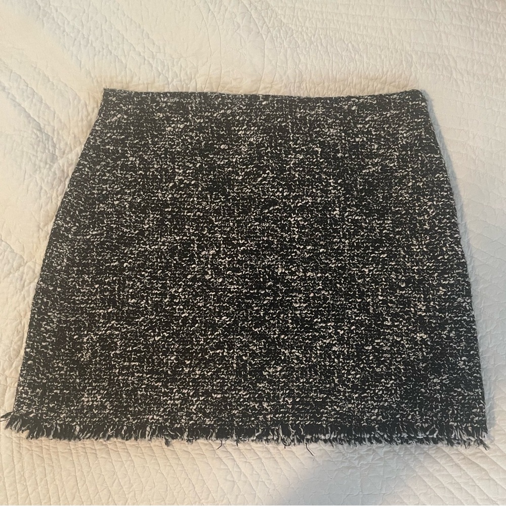 Mango Black and White Tweed Mini Skirt